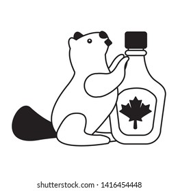 happy canada day beaver syrup bottle vector illustration  