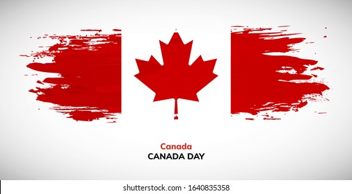 Happy canada day. Brush flag of Canada vector illustration. Abstract watercolor concept of national brush flag background. Brush stroke background.