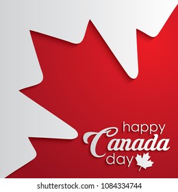 Happy Canada Day calligraphy lettering with red maple leaf. vector illustration. paper art style