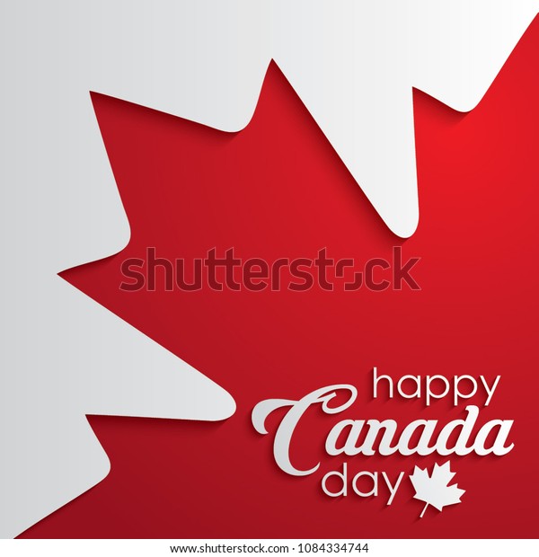 赤い楓の葉が書かれたカナダの日のお祝いの書 ベクターイラスト 紙芸 のベクター画像素材 ロイヤリティフリー
