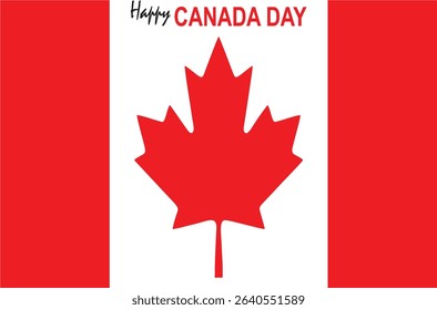 Happy Canada Day. Canadian flag featuring the iconic maple leaf emblem. The flag symbolizes unity and the spirit of the nation.