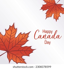 Happy Canada Day. Canadian National Day banner with maple leaf. Greeting card, poster, background template. Colorful illustration.
