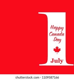 Happy Canada Day card or background with Maple leaf. Canadian flag greeting card. 1th of July