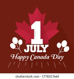 Happy Canada day card with a maple leaf - Vector