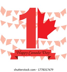 Happy Canada day card with a maple leaf - Vector