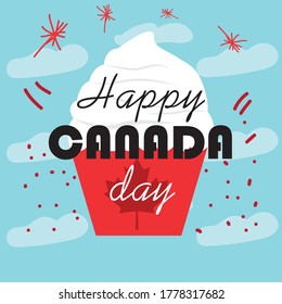 Happy Canada day card with a maple leaf - Vector