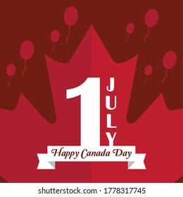 Feliz día de Canadá con hoja de arce - Vector