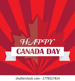Happy Canada day card with a maple leaf - Vector