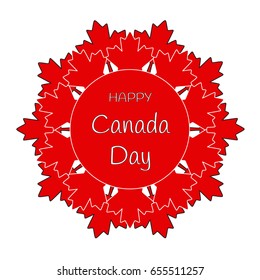 Happy Canada Day card. Maple leaves frame. Vector illustration