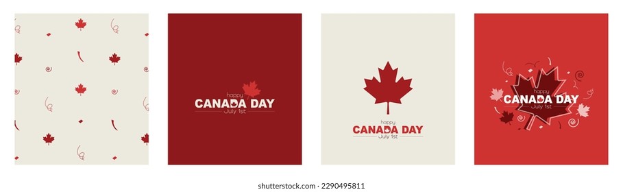 Happy Canada Day card set. Modern design.