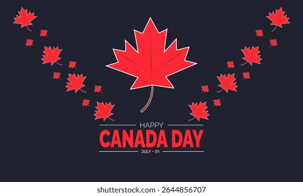 Feliz Dia do Canadá, comemore em 1º de julho. Modelo de banner de dia de independência do Canadá com a bandeira do Canadá folha de bordo. Utilize para modelo, design de pôster, cartão, cartaz com ilusão profissional 