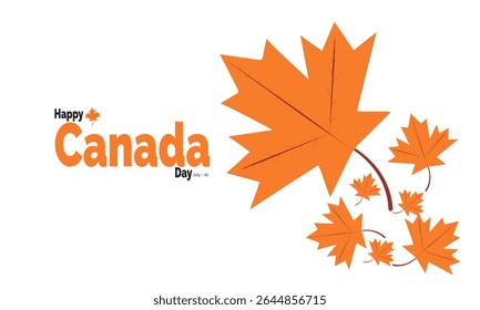 Feliz Dia do Canadá, comemore em 1º de julho. Modelo de banner de dia de independência do Canadá com a bandeira do Canadá folha de bordo. Utilize para modelo, design de pôster, cartão, cartaz com ilusão profissional 