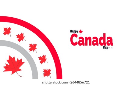 Feliz Dia do Canadá, comemore em 1º de julho. Modelo de banner de dia de independência do Canadá com a bandeira do Canadá folha de bordo. Utilize para modelo, design de pôster, cartão, cartaz com ilusão profissional 