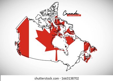 Happy Canada Day. Creative national country map with Canada flag vector illustration.