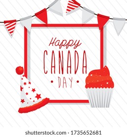 happy canada day with decoration vector illustration design