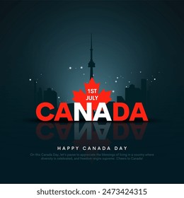 Feliz Día de Canadá, diseño del día de Canadá para el Anuncio de medios sociales, afiche, bandera de Canadá, 1 de julio.