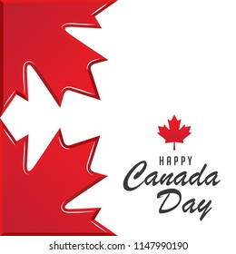 Happy canada day design vector template with red maple leaf