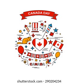 Happy Canada Day elements set