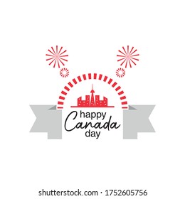 happy Canada day with firework, national holiday vector illustration design