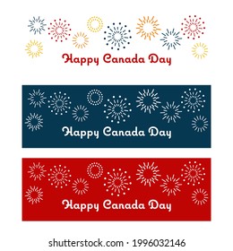 Happy Canada Day with Fireworks Horizontal Banner Set 1:3