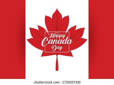 happy canada day with flag vector illustration design