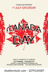 Happy Canada Day Flyer template. Canada flag with fireworks for celebrate the national day of Canada