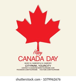 Happy Canada Day Flyer template. Canada flag with fireworks for celebrate the national day of Canada