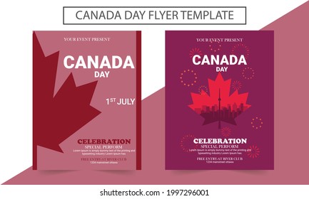 Plantilla de viajero feliz Día de Canadá. Tarjeta de saludo de ilustración vectorial de bandera canadiense. ilustración vectorial.