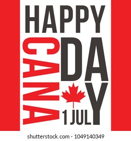 Happy Canada Day Greeting Card Poster Typograph