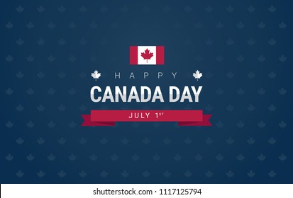 Happy Canada Day greeting card - Canada flag on blue background for the national day of Canada celebration - vector illustration