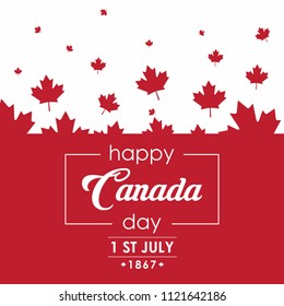 Happy Canada day greeting card, banner, poster, wallpaper with red maple leaf background. Vector illustration