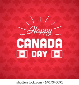 happy canada day greeting card maple leaf background vector illustration