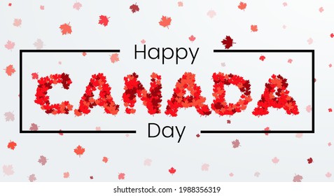 Happy Canada Day Greeting Card Design with the red Maple leaf. 1st of July celebration background. Vector Illustration.