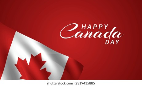 Happy Canada Day Greeting card with red maple leaf and flags. background for the national day of Canada celebration. Happy Canada Day typography design.  vector illustration.