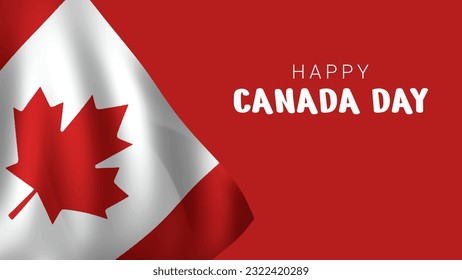 Happy Canada Day Greeting card with red maple leaf and flags. background for the national day of Canada celebration. Happy Canada Day typography design.  vector illustration.