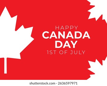 Happy Canada Day Greeting card with red maple leaf. background for the national day of Canada celebration. Happy Canada Day typography design.  vector illustration.