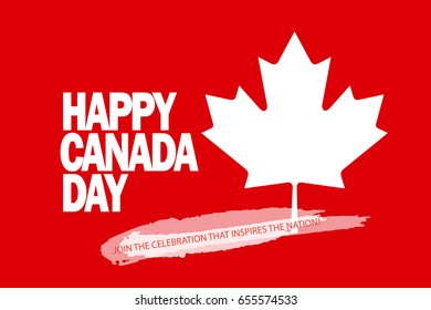 Happy Canada Day! Greeting card, poster, placard, with maple logo, red color of the Canadian flag. Canada day banner, Holiday, celebration, Sale vector illustration template flyer background. 1 July