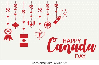 Happy Canada Day greeting card or background. vector illustration.