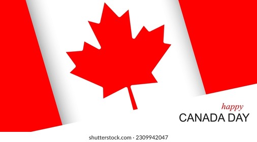 Happy Canada Day greeting vector concept. Canadian flag and text in white.