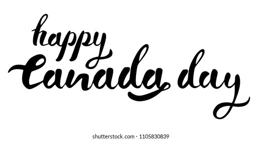 Happy Canada Day hand drawn black vector lettering on white background