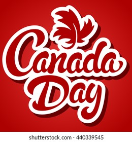 Happy Canada Day hand drawn lettering design vector royalty free stock illustration perfect for advertising, poster, announcement, invitation, party, greeting card, bar, restaurant, menu 