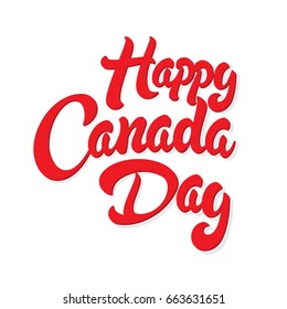 Happy Canada Day hand drawn typography design. Lettering illustration. Perfect for advertising, poster, announcement, invitation or greeting card.