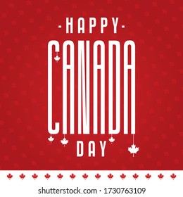 Happy Canada Day hanging maple leaf social media post