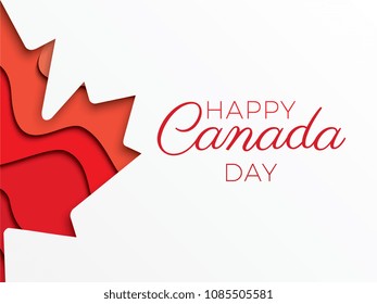 happy canada day horizontal banner design layout with text and paper cut colorful maple leaf. vector illustration for greeting cards, posters, flyers, invitations, brochures