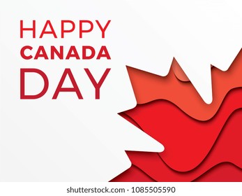 happy canada day horizontal banner design layout with text and paper cut colorful maple leaf. vector illustration for greeting cards, posters, flyers, invitations, brochures