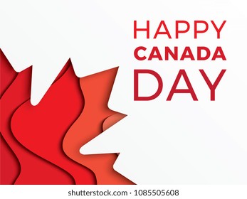 happy canada day horizontal banner design layout with text and paper cut colorful maple leaf. vector illustration for greeting cards, posters, flyers, invitations, brochures