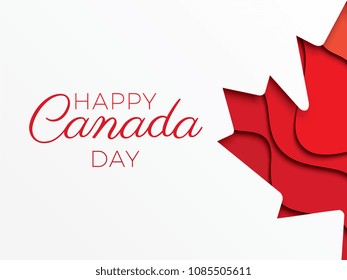 happy canada day horizontal banner design layout with text and paper cut colorful maple leaf. vector illustration for greeting cards, posters, flyers, invitations, brochures