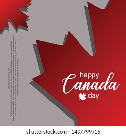 happy canada day horizontal banner design layout with text and paper cut colorful maple leaf. vector illustration 