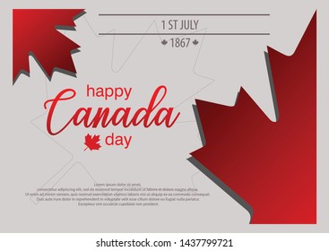 happy canada day horizontal banner design layout with text and paper cut colorful maple leaf. vector illustration for greeting cards, posters, flyers, invitations, brochures