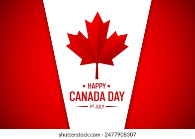 Happy Canada Day illustration background header banner with red maple leaf. 1st July national holiday